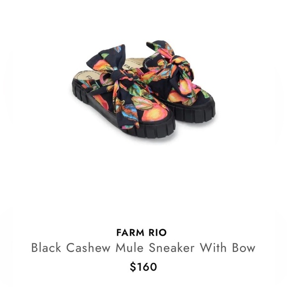Farm Rio Black Cashew Platform Mule Sneaker w/Bow Tropical Fruit Print 6.5 NWT - Picture 10 of 11